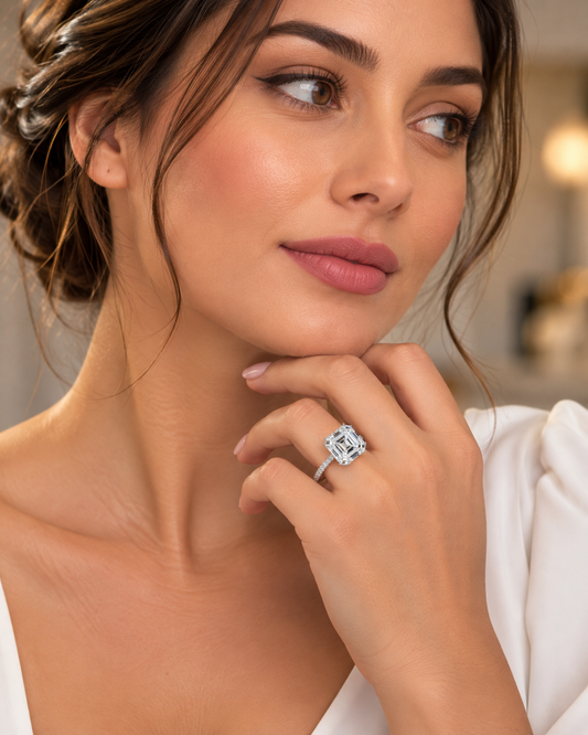 4.03 ct Square Emerald lab grown diamond – lifestyle