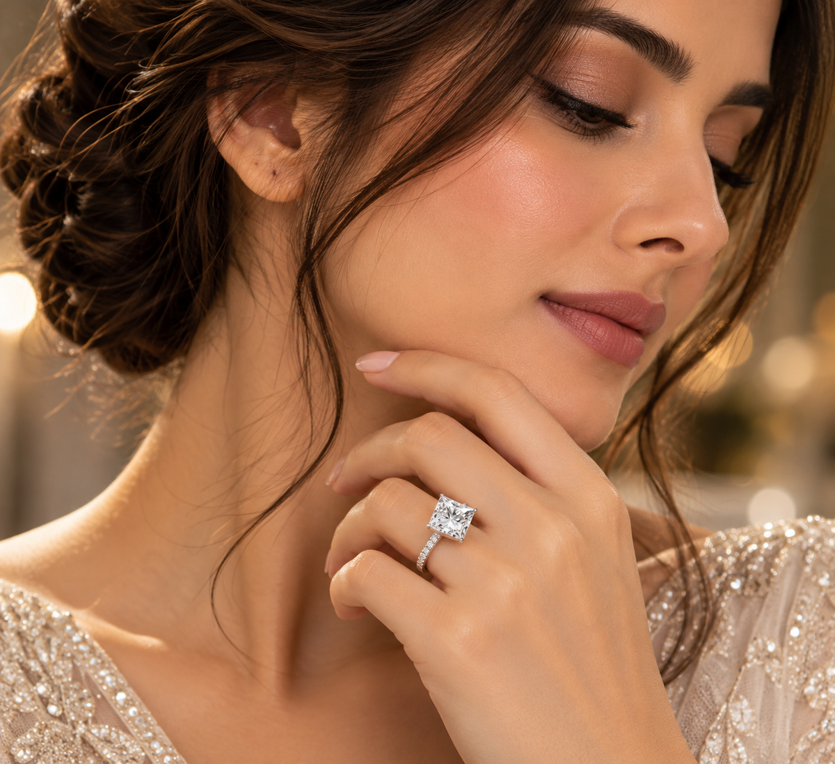 1.09 ct Princess lab grown diamond – lifestyle