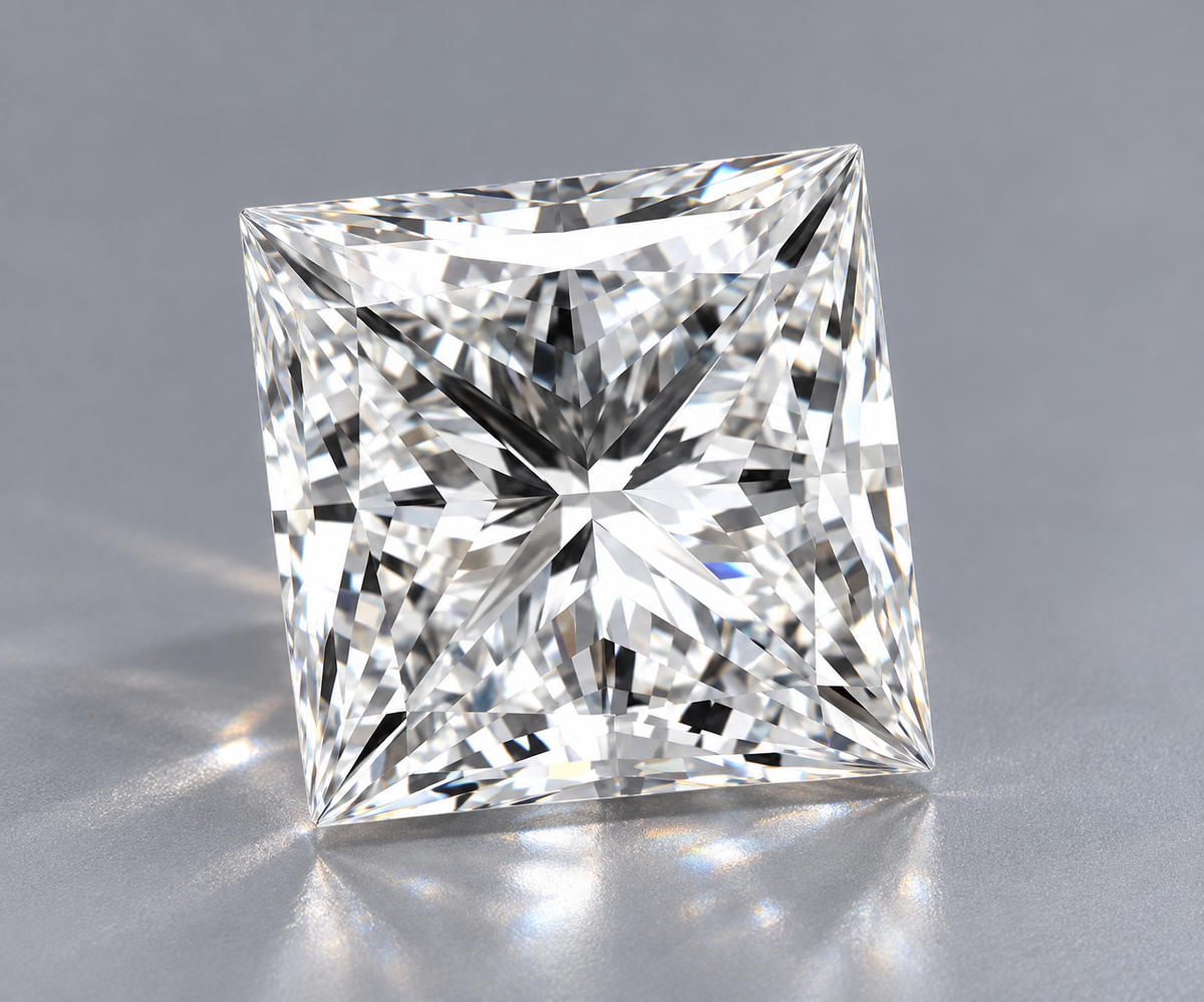 1.04 ct Princess lab grown diamond – angled view
