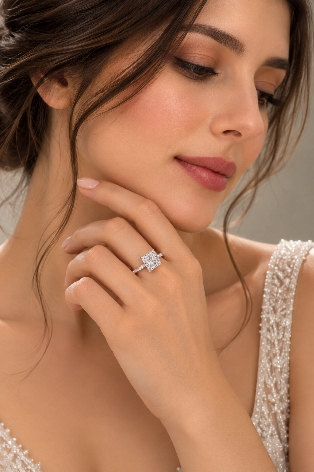 1.04 ct Princess lab grown diamond – lifestyle