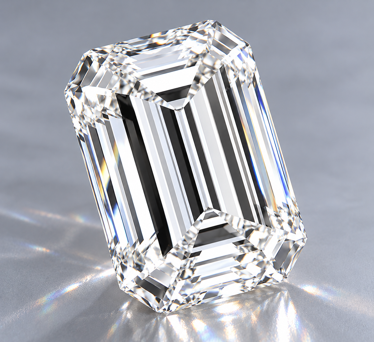 1.02 ct Emerald lab grown diamond – angled view