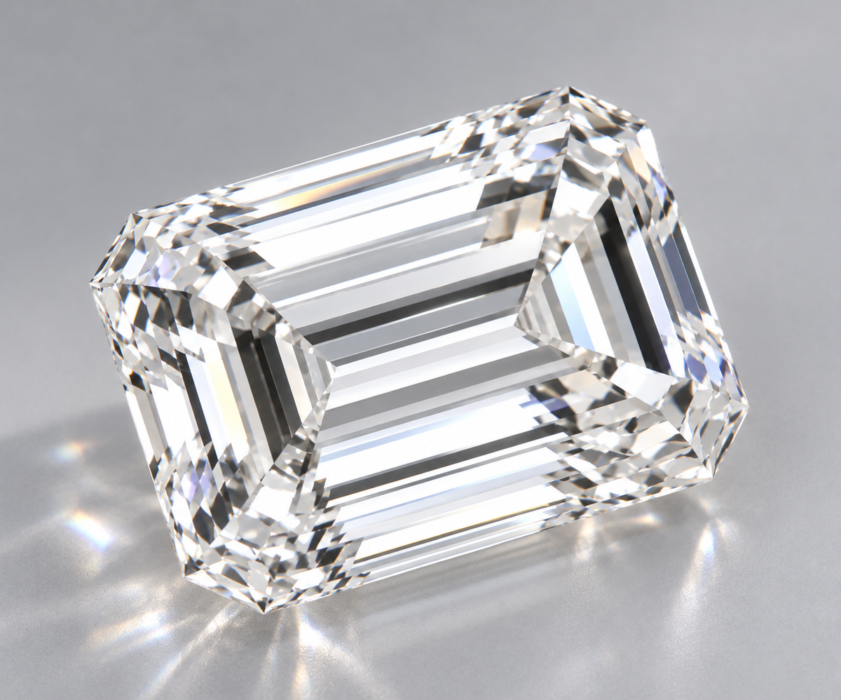 1.52 ct Emerald lab grown diamond – side view