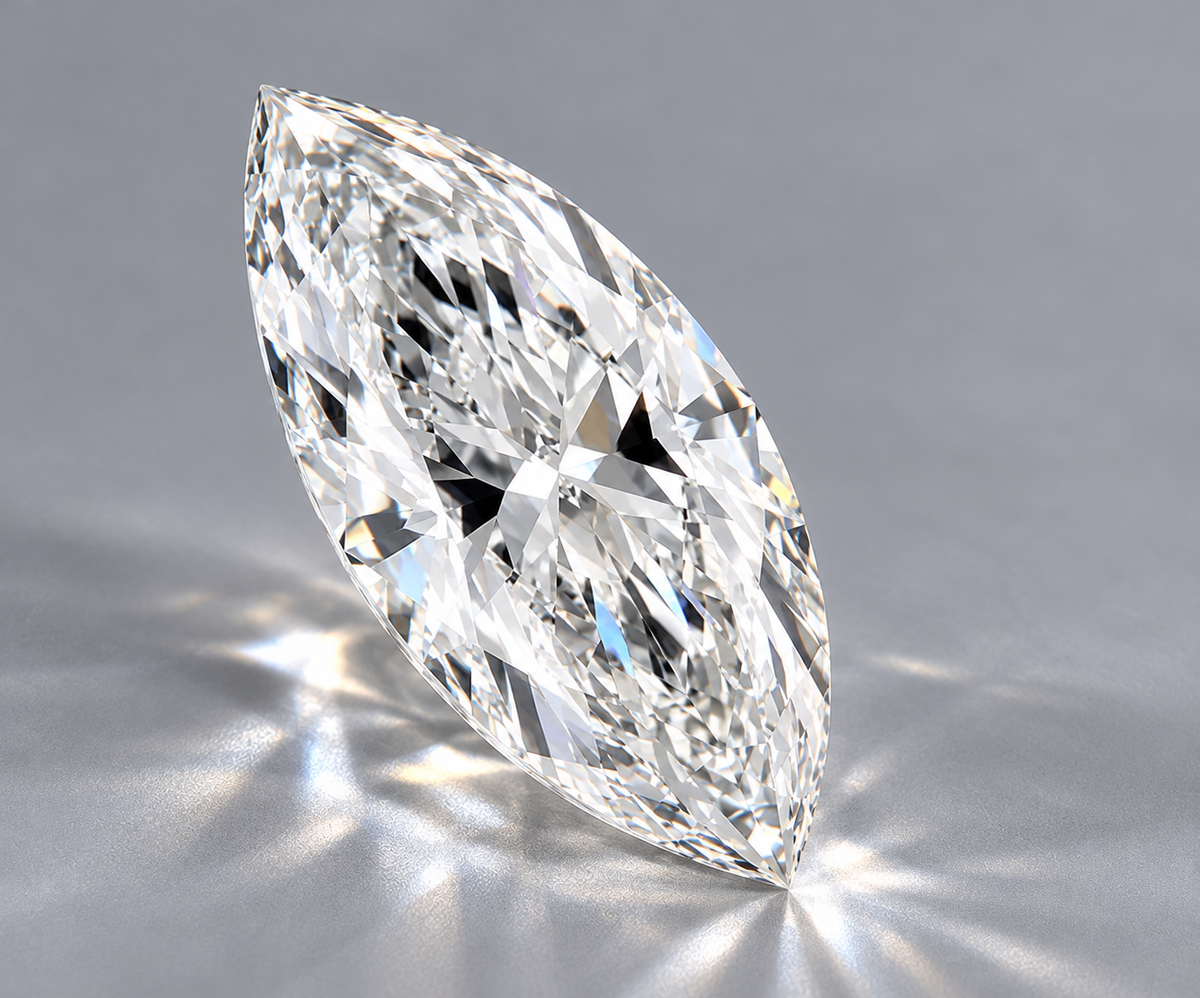 1.00 ct Marquise lab grown diamond – angled view