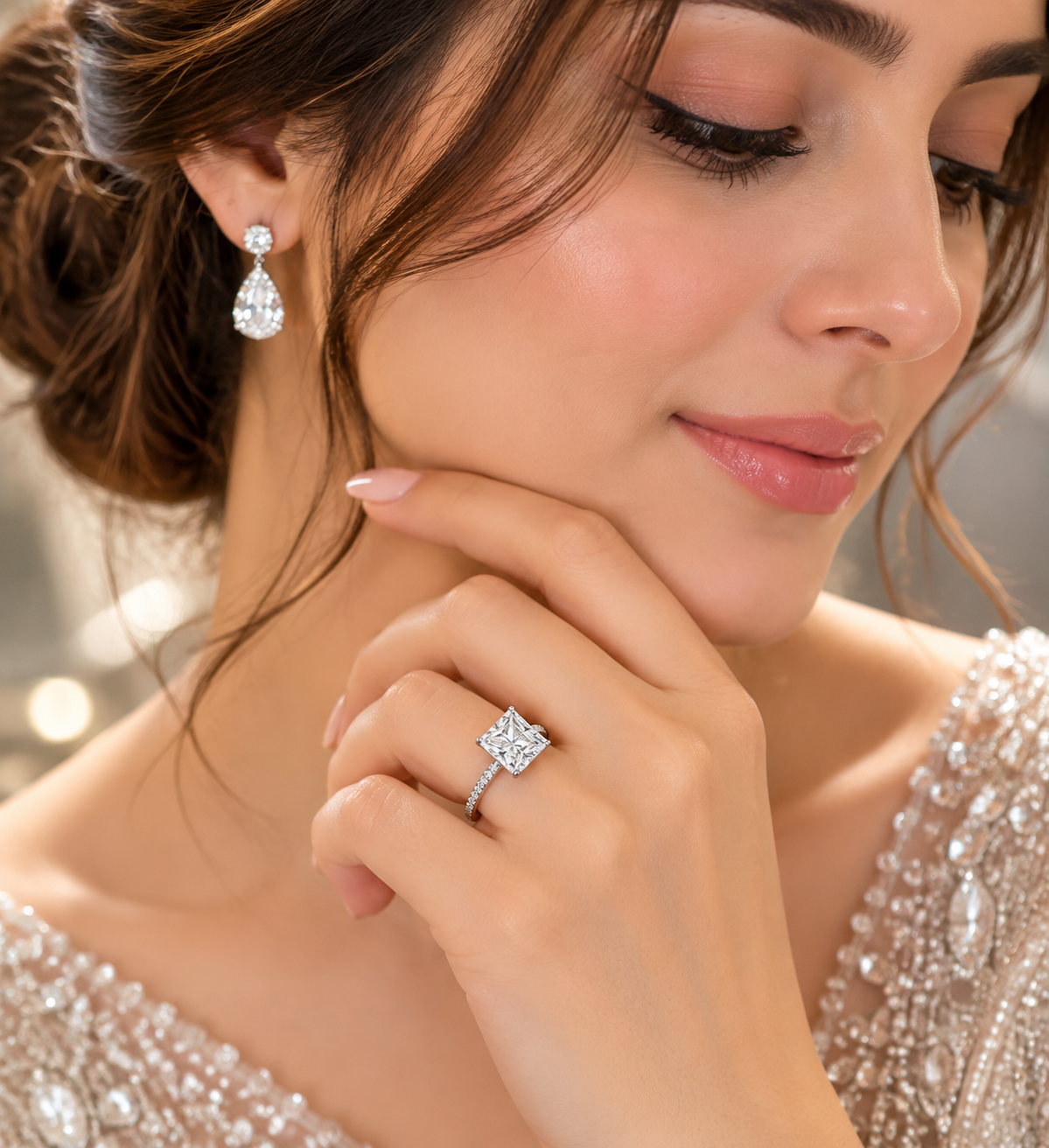 1.03 ct Princess lab grown diamond – lifestyle
