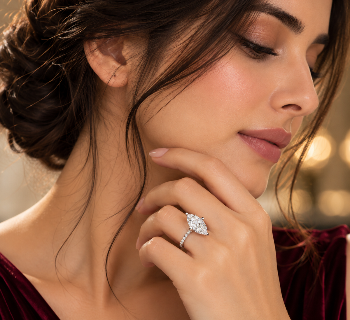 1.01 ct Marquise lab grown diamond – lifestyle