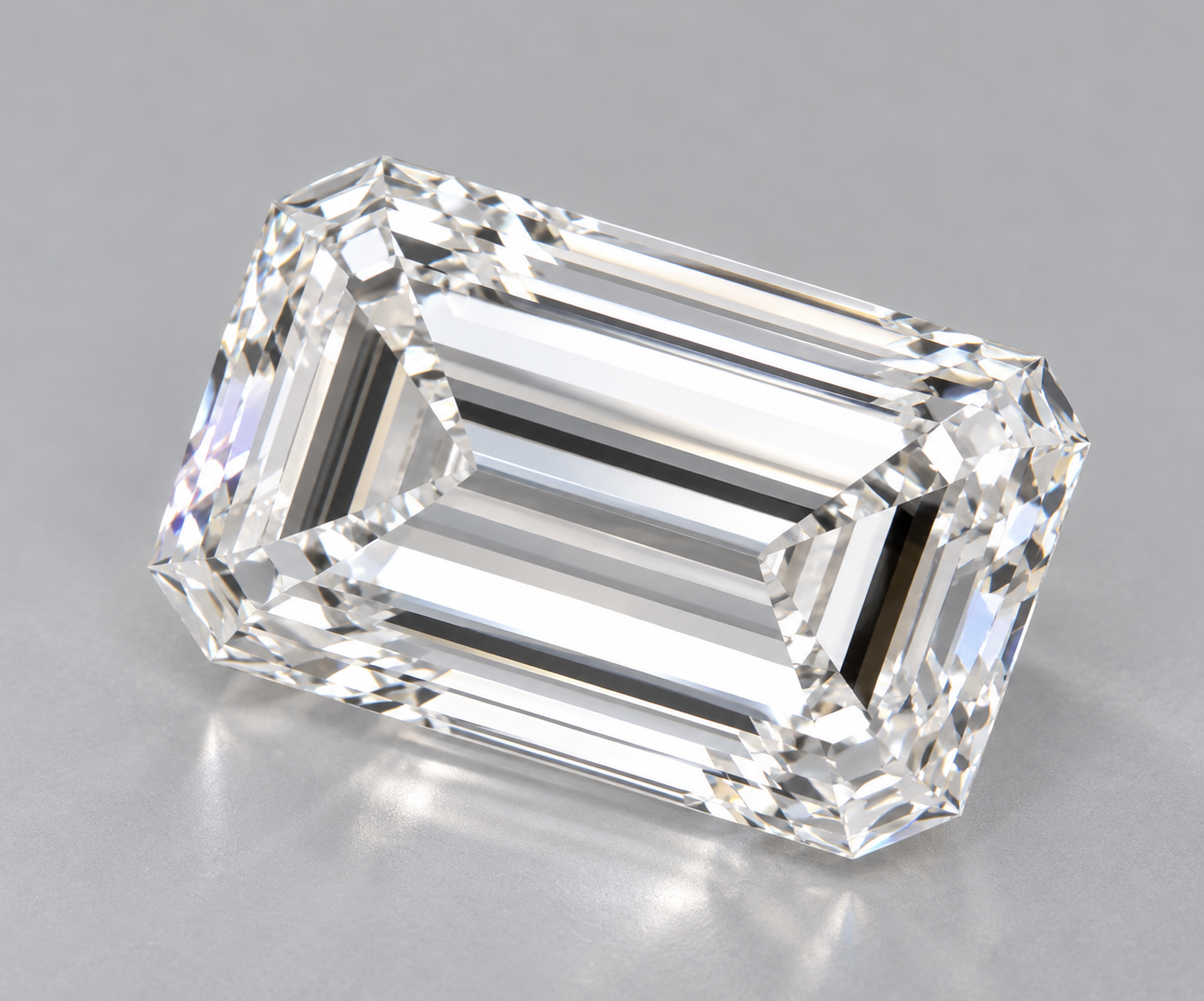 1.52 ct Emerald lab grown diamond – angled view