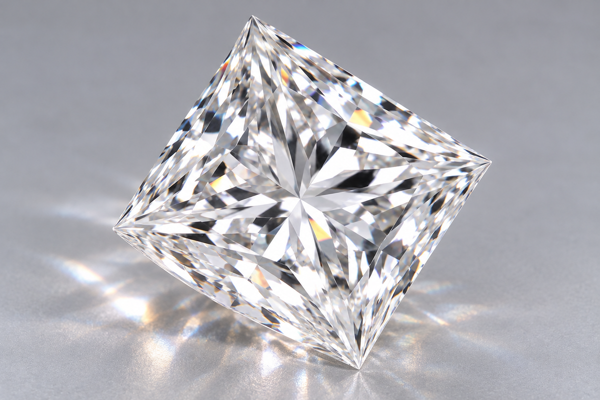 1.65 ct Princess lab grown diamond – angled view